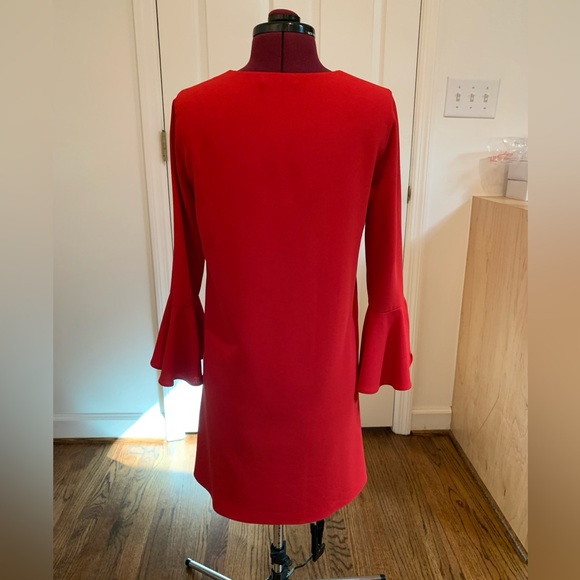 Alice +Olivia Red Cocktail Dress with Bell Cuffs - Picture 2 of 3